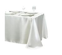 PUYUNA Satin Table Cloth Wedding Tablecloth Rectangular Black Overlay Cover Champagne Party Dinner Banquet Decoration(Ivory,145X275CM)