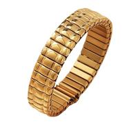 PUYUNA Universal Bracelets Stainless Steel Stretch Expansion Watch band Metal Elastic Strap Wrist belt 16mm 18mm 20mm(Gold,12mm)