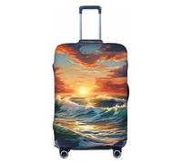 puywfdv Ocean Sunset Scenery Print Elastic Luggage Protection Cover, Fully Printed, Bright Colors, Zipper Design