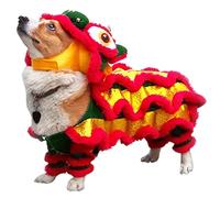 PUYYDS Halloween Funny Dog Clothes New Year's Pet Chinese Costume Dragon Dance Lion Dog Party Lion Dance Red Festive Lucky Cat Clothes