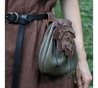 PUYYDS Medieval Bag Hunter Viking Pu Leather Drawstring Coin Purse Belt Small Pouch Hip Bag Renaissance Jewel Money Wallet Halloween, Green