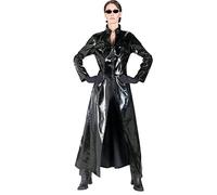 PUYYDS New Listing Men Women Matrix Neo Long Black Leather Coat Cosplay Costume Plus Size S-XL
