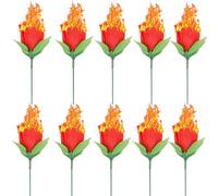 PUZAME 10 Pack Torch to Rose Trick Flame Fire Magic Trick Flame Appearing Flower Professional Magician Props Mentalism Magic Girlfriend/Wedding Shows or Streets Valentine's Day Decor Gifts,Red,33x4cm