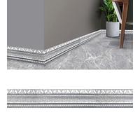 PUZAME 230x8CM Waterproof Silver Geometric Sticker Wall Trim Line Skirting Border, Contemporary Style, 1pc Self-Adhesive Wallpaper Borders