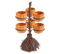 PUZAME Cute Halloween Resin Pumpkin Bowls on Witch’s Broom for Serving Fruit Salad Snacks Dessert, Halloween Party Supplies Tabletop Trays Halloween Pumpkin Snack Bowl Stand Decorations, 6 Bowls