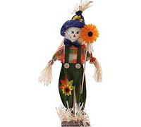 PUZAME Halloween Scarecrows Decor, Fall Harvest Standing Scarecrow with Flower, Autumn Statue Decoration, Thanksgiving Halloween Scarecrows Decorations for Garden, Home, Yard, Porch, Birds Away Decor