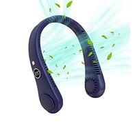 PUZAME Portable Neck Fan, Bladeless Fan Rechargeable Headphone Design USB Wearable Hands Free 5 Speeds Cooling Fans, Leafless Hanging Mini for Outdoor Sports Travel, Blue (PUZAME-NECKFANAMZ2311)
