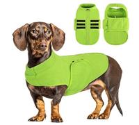 PUZAUKAL Adjustable Dog Fleece Jumper Vest, Warm Winter Dog Coat for Small, Medium & Large Dogs, Dachshund Chihuahua Yorkie Cozy Fleece Jackets(Green L)