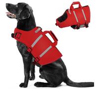 PUZAUKAL Dog Life Jacket - Life Jacket for Small, Medium & Large Dogs, Adjustable Dog Life Jacket with Handle & Reflective, Safe for Boat & Water Sports, Red, Size S
