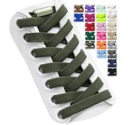 Puzeam 2 Pairs Elastic Laces - No Tie Shoelaces for Kids, Adults Trainers Shoes Army Green 120