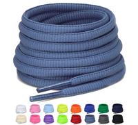 Puzeam 2 Pairs Oval Shoe Laces, 6mm Half Round Shoelaces for Sneakers, Trainers, Running Shoes Blue Gray 120