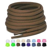 Puzeam 2 Pairs Oval Shoe Laces, 6mm Half Round Shoelaces for Sneakers, Trainers, Running Shoes Brown 100