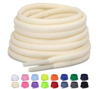 Puzeam 2 Pairs Oval Shoe Laces, 6mm Half Round Shoelaces for Sneakers, Trainers, Running Shoes Cream 160
