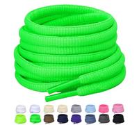 Puzeam 2 Pairs Oval Shoe Laces, 6mm Half Round Shoelaces for Sneakers, Trainers, Running Shoes Grass Green 100