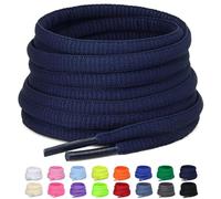 Puzeam 2 Pairs Oval Shoe Laces, 6mm Half Round Shoelaces for Sneakers, Trainers, Running Shoes Navy Blue 140