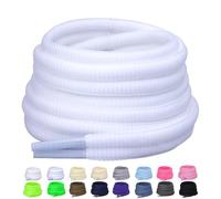 Puzeam 2 Pairs Oval Shoe Laces, 6mm Half Round Shoelaces for Sneakers, Trainers, Running Shoes Pure White 160