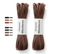 Puzeam 2 Pairs Waxed Round Shoe Laces, 3 mm Thin Oxford Shoelaces for Men, Formal Leather Dress Boot Laces Brown 120