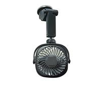 PUZOU Black Car Oscillating Fan with Suction Cup,Mini Car USB Fan with Multi-Directional Hook,Clip On Portable Vehicle Fan Lighter Auto Camper Fan with 360 Degree Rotation