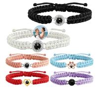 PUZYCOFA Custom Photo Bracelet Personalised Projection Bracelet with Picture Inside Valentine's Day Birthday Memorial Gifts for Mum Women Men Couple Her