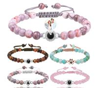 PUZYCOFA Custom Photo Bracelet Personalised Projection Bracelet with Picture Inside Valentine's Day Birthday Memorial Gifts for Mum Women Men Couple Her