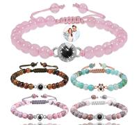 PUZYCOFA Custom Photo Bracelet Personalised Projection Bracelet with Picture Inside Valentine's Day Birthday Memorial Gifts for Mum Women Men Couple Her