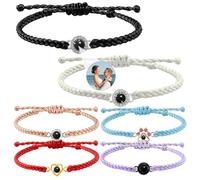 PUZYCOFA Custom Photo Bracelet Personalised Projection Bracelet with Picture Inside Valentine's Day Birthday Memorial Gifts for Mum Women Men Couple Her