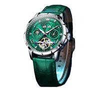 PUZYI Accessories Fully Automatic Mechanical Watch Waterproof Men's Wristwatch Multi-Function Luminous Wrist Watch Suitable for Men as a Gift Gifts(Green Belt+Green face)