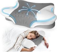 Puzzlandia Cervical Neck Pillows with Memory Foam - Ergonomic Neck Support Pillows for Pain Relief Contour Memory Foam - Adjustable Orthopedic Bed Pillows with Breathable Pillowcase for Sleeping