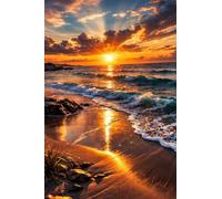 Puzzle 100 pieces for Adults Waves Beach Sunset, Puzzles for Adults, Fun & Challenging 100 Piece Jigsaw Puzzles Gift for Adults & Families