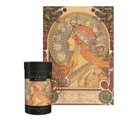 Interdruk 1000 Piece Jigsaw Puzzle for Adults, Alphonse Mucha Zodiac, Art Nouveau Astrology Fine Art in Round Gift Tube