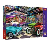 Trefl Premium Plus Quality - Puzzle Tea Time - Garage for Car Collectors - 1000 Pieces, Series of Painted Nostalgic Images, for Adults and Children from 12 Years