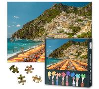 Puzzle 1000 Elements Italy Positano Colorful Houses By The Sea Landscape Coast Theme Adult Relaxation Gift Idea Family Game Work of Art Decoration 70x50cm