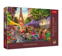 Trefl Tea Time 1000 Piece Jigsaw Puzzle - Flower Market Paris - Premium Quality Puzzle Pieces with Poster - 68.3cm x 48cm - Eiffel Tower & Flower Stall Scene - 1000 Piece Jigsaw Puzzles for Adults
