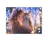 puzzle 1000，Girl with Uhu owl，Jigsaw puzzle for for adults teens and challenge educational-wooden（75x50cm）-AG8
