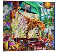 Trefl Premium Plus Quality Tea Time Puzzle - Leopards in the Painting Studio - 1000 Pieces, Nostalgic Paintings Series for Adults and Teens Ages 14+