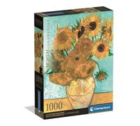 Clementoni - Van Gogh 1000 Piece Art Jigsaw Puzzle for Adults and Children, Museum Collection, Sunflowers Theme, Compact Box with Poster Included, Gift Idea for Men and Women, Made in Italy, 70 x 50