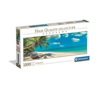 Clementoni Panorama Jigsaw Puzzle, 1000 Pieces, Tropical Beach with Palm Tree, Swinging Dy The Ocean 98 x 33 cm