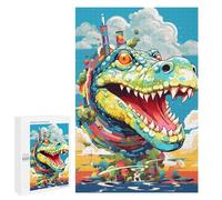 Puzzle 1000 PCS City Devoured by Giant Crocodile Für Teenager: Fördert Das Gedächtnis, Trainiert Gehirn Und Hände, Fesselndes Spielzeug Zur Entwicklung Von Geduld 1000 PCS