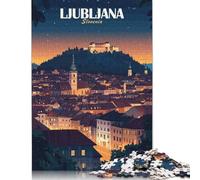 Puzzle 1000 Pcs Jigsaw Puzzles for And Adult Ljubljana Slovenia Cityscape at Night Jigsaw Puzzle Intellectual Decompressing Fun Game 1000pcs (75x50cm)