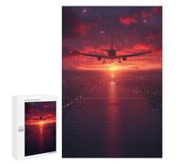 Puzzle 1000 PCS Sunset Flight Over City Lights Für Teenager: Fördert Das Gedächtnis, Trainiert Gehirn Und Hände, Fesselndes Spielzeug Zur Entwicklung Von Geduld 1000 PCS