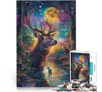 Puzzle 1000 Piece Adult Color painting deer Made of cardboard for age 14+ Family Games deal as gifts for the whole family 。size:26x38cm/10.24x14.96inch