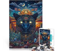 Puzzle 1000 Piece Adult Fantasy Black Panther Art Made of cardboard for age 14+ fun games for families Difficult Hard Gifts for Women Men 。size：26x38cm/10.24x14.96inch