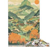 Puzzle 1000 Piece Adult Jigsaw Puzzle Green Tone Japanese Villag Jigsaw Puzzles for Teenagers Paper Puzzles Home Decoration Puzzle Toys 38x26cm/1000pcs