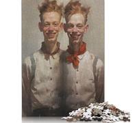 Puzzle 1000 Piece Adult Jigsaw Puzzle Painted Redhead Twin Boys Jigsaw Puzzles for Teenagers Paper Puzzles Home Decoration Puzzle Toys 38x26cm/1000pcs