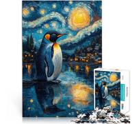 Puzzle 1000 Piece Adult Penguin Under Starry Night Made of wood for age 14+ Family Fun It is ideal as a gift for the whole family。size:50x75cm/19.68x29.52inch