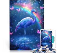 Puzzle 1000 Piece Adult Pink Flamingo In Enchanted Forest Made of wood for age 14 Play Toys As a gift for the whole family and friends。size:50x75cm/19.68x29.52inch