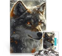 Puzzle 1000 Piece Adult Wolf with Fiery Eyes Made of cardboard，Suitable for ages 14 and up Stress Reliever Difficult Challenge As a gift for the whole family and friends。size：38x52cm
