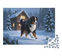 Puzzle 1000 Piece Bernese Mountain Dog Challenge Game for Adults Snowscape Impossible Jigsaw Puzzles 1000 Piece Educational Game Puzzle Gifts 1000pcs (75x50cm)