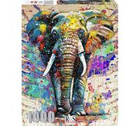 Puzzle 1000 Piece Colour Burst Elephant Jigsaw Puzzle, Soft Touch Satin Finish, 680 x 480mm, Vibrant Wildlife Art