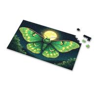Puzzle 1000 Pieces A Green Butterfly With Glowing Spots Flies Under A Full Moon. Picture Puzzle Toys For Boys 4-6 100 Piece Puzzles For Kids(300PCS)